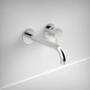 AVA Trend 2 Hole Wall Mounted Basin Mixer Tap Polished Stainless Steel