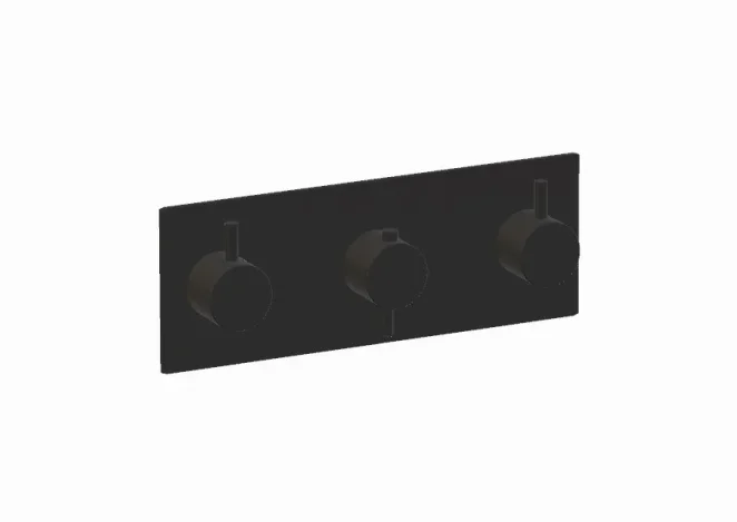 Ava Trend 2 Way 3 Handle Thermostatic Valve W/ Backplate - Brushed Black detail view - Image 2