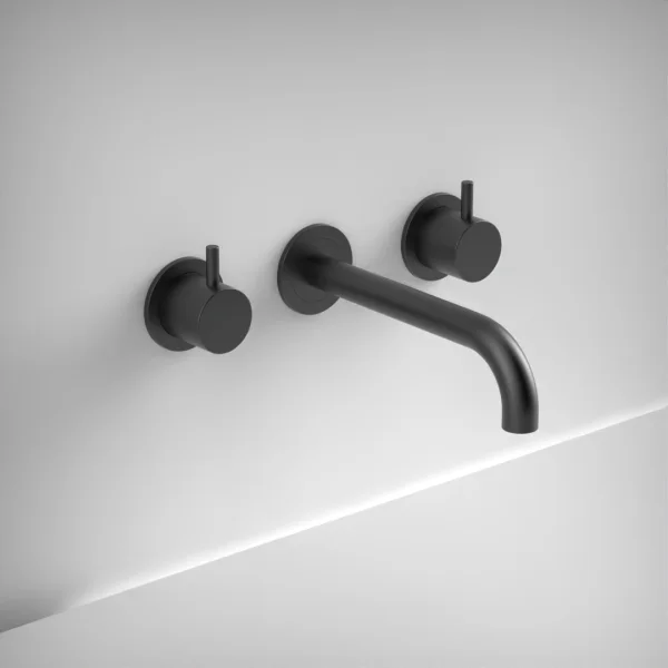 Ava Trend 3 Hole Wall Mounted Basin Mixer W/ Flanges - Brushed Black