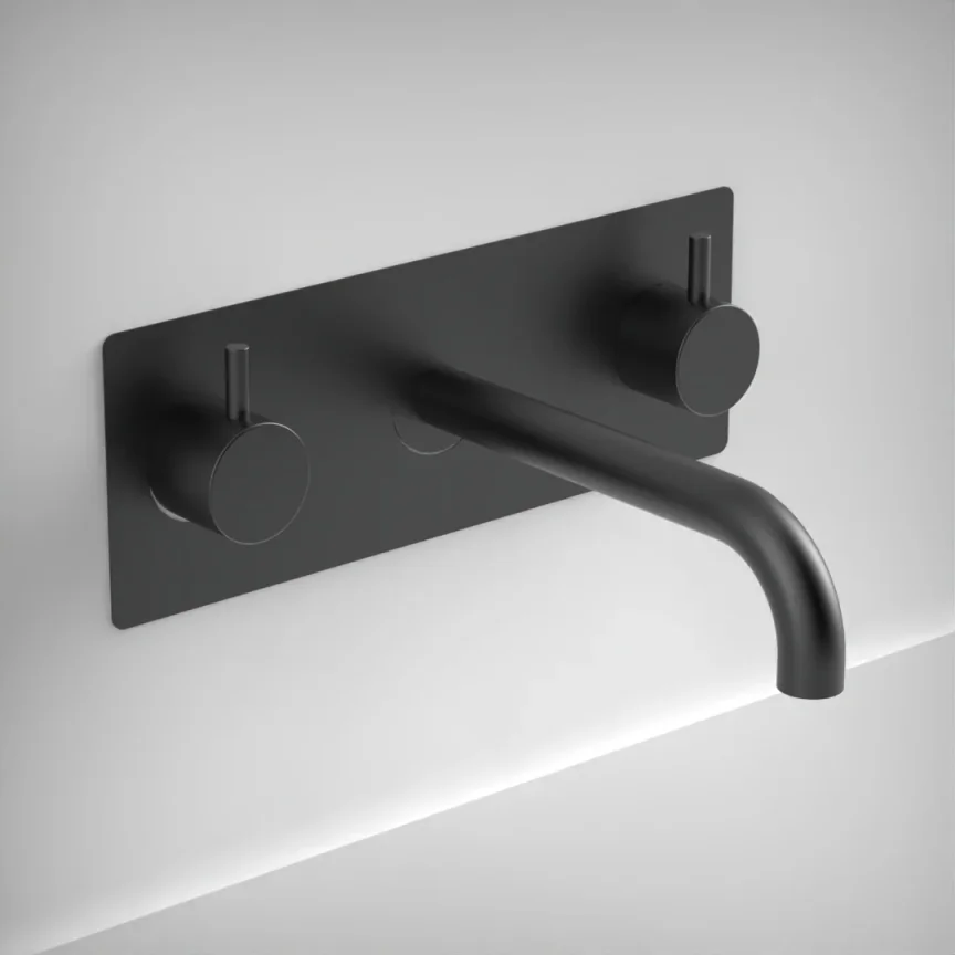 Ava Trend 3 Hole Wall Mounted Basin Mixer With Back Plate - Brushed Black product image - Image 1