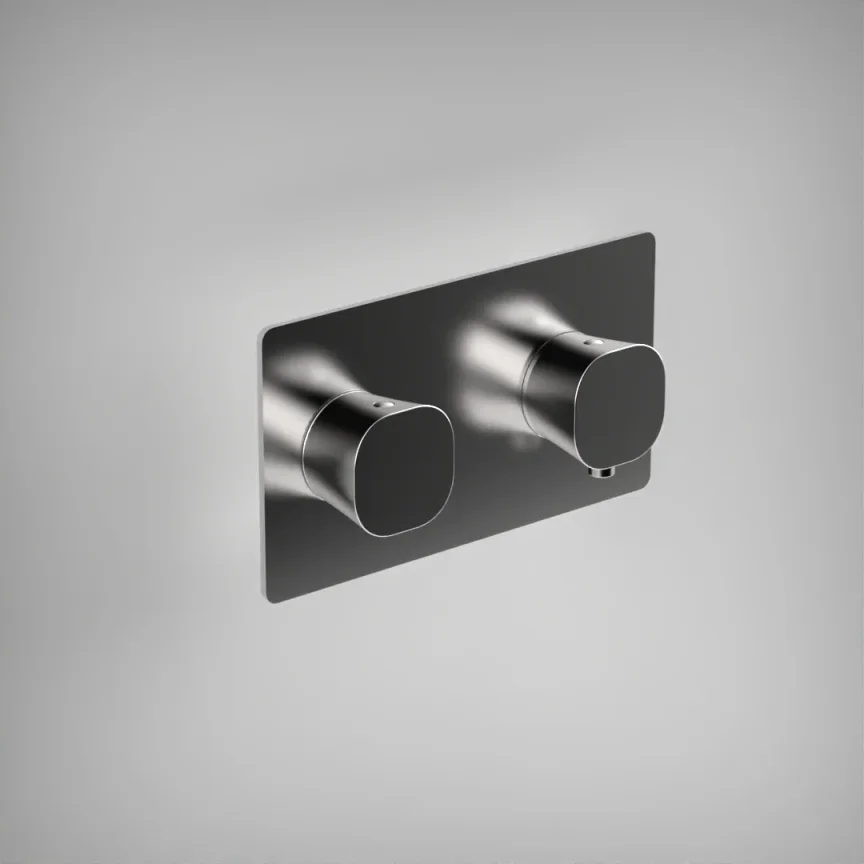 Ava Purity 1 Way 2 Handle Thermostatic Valve W/ Backplate - Polished Stainless Steel product image - Image 1