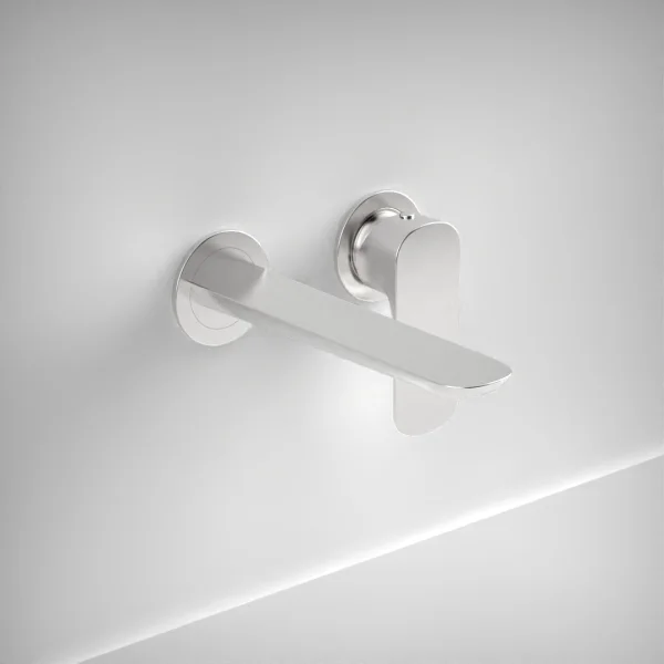 Ava Purity 2 Hole Wall Mounted Basin Mixer W/ Flanges - Polished Stainless Steel