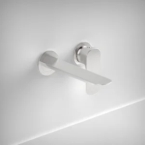 Ava Purity 2 Hole Wall Mounted Basin Mixer W/ Flanges - Polished Stainless Steel