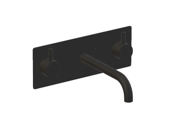 Ava Trend 3 Hole Wall Mounted Bath Mixer W/ Backplate - Brushed Black product image - Image 1