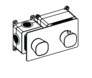 Ava Purity 2 Way 2 Handle Thermostatic Valve W/ Backplate - Polished Stainless Steel detail view - Image 3