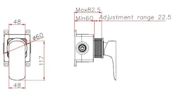 Ava Purity Hot & Cold Stop Valves W/ Flanges - Polished Stainless Steel technical drawing - Image 2