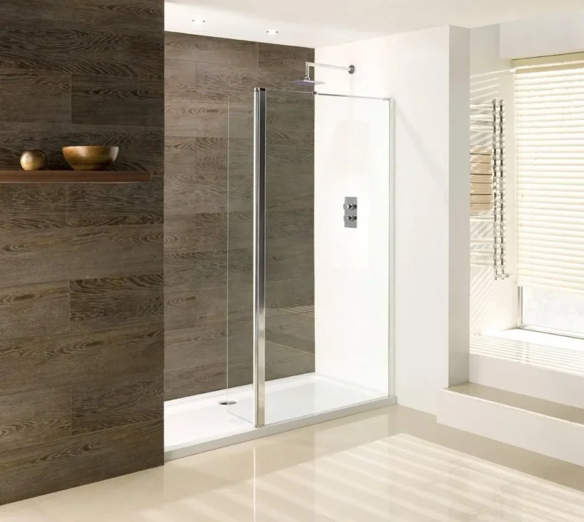 Eastbrook Valliant Walkin 800x1950 Front C/w 300 Flipper 8mm Chrome product image - Image 1