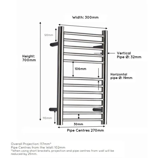 Jis Ouse 300 700 X 300mm Radiator For Central Heating Polished Stainless Steel detail view - Image 3