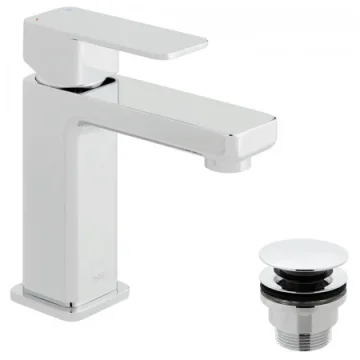 Vado Phase Mono Basin Mixer Smooth Bodied Single Lever Deck Mounted With Universal Waste And Honeycomb Flow Regulator Chrome