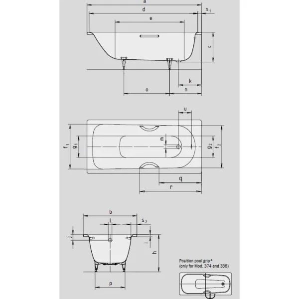 Kaldewei Saniform Plus 1800 X 800mm Bath - White - No Tap Hole (excl. Feet) detail view - Image 3
