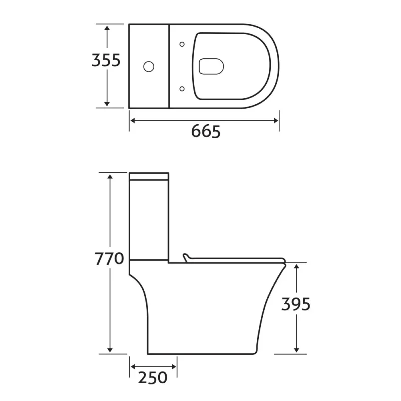 Cubico Cosmo Close Coupled Toilet With Pan, Cistern & Seat technical drawing - Image 3
