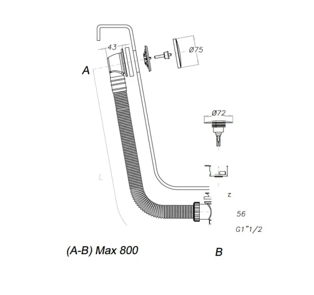 Crosswater Bath Click Clack Waste Stainless detail view - Image 3