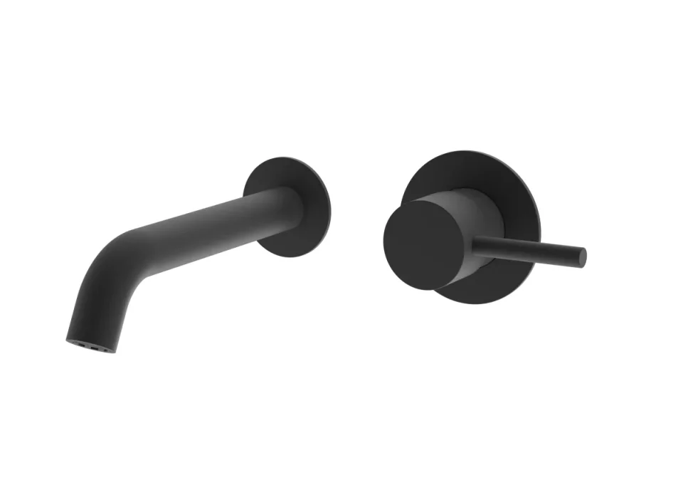 Saneux Cos Wall Mounted 2 Plate Basin Mixer - Matte Black product image - Image 1