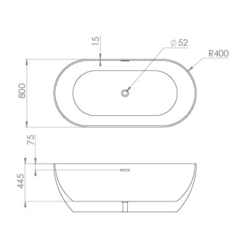 Saneux Lola 1700x800mm Freestanding Bath detail view - Image 5