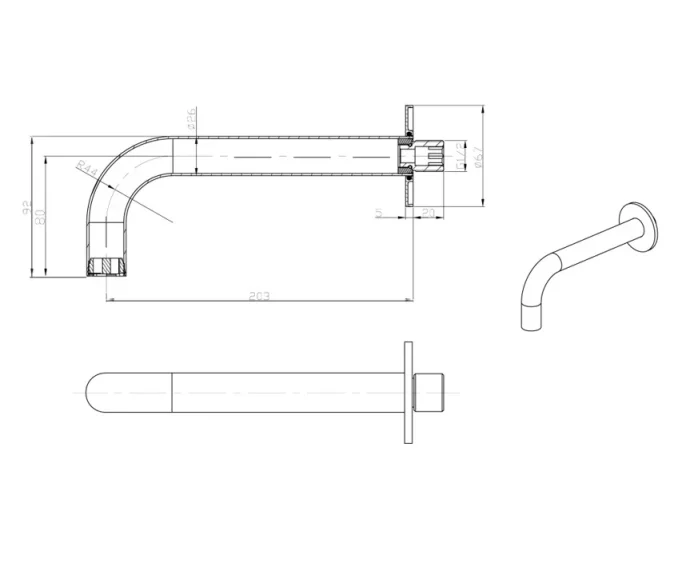 Crosswater Mpro Bath Spout Brushed Brass detail view - Image 4