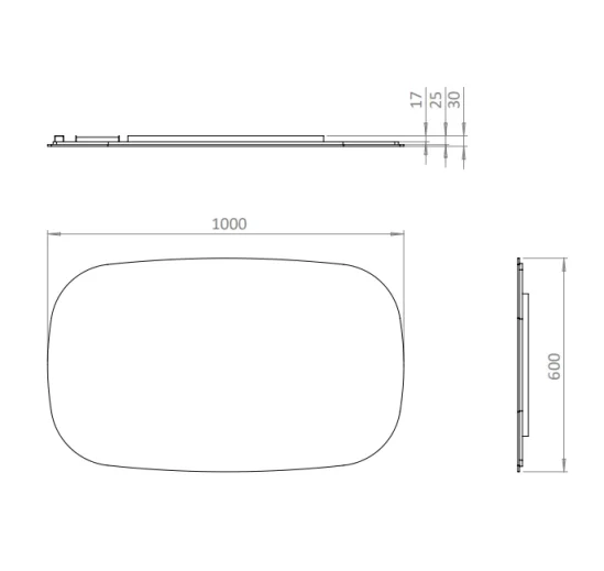 Crosswater Artist Illuminated Mirror 600 X 1000 technical drawing - Image 8