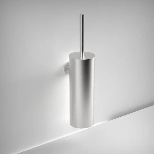 Ava Round Toilet Brush Holder - Brushed Stainless Steel