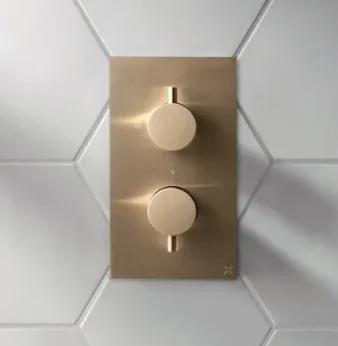 Crosswater Crossbox Mpro 2 Outlet Trim & Levers Brushed Brass detail view - Image 2