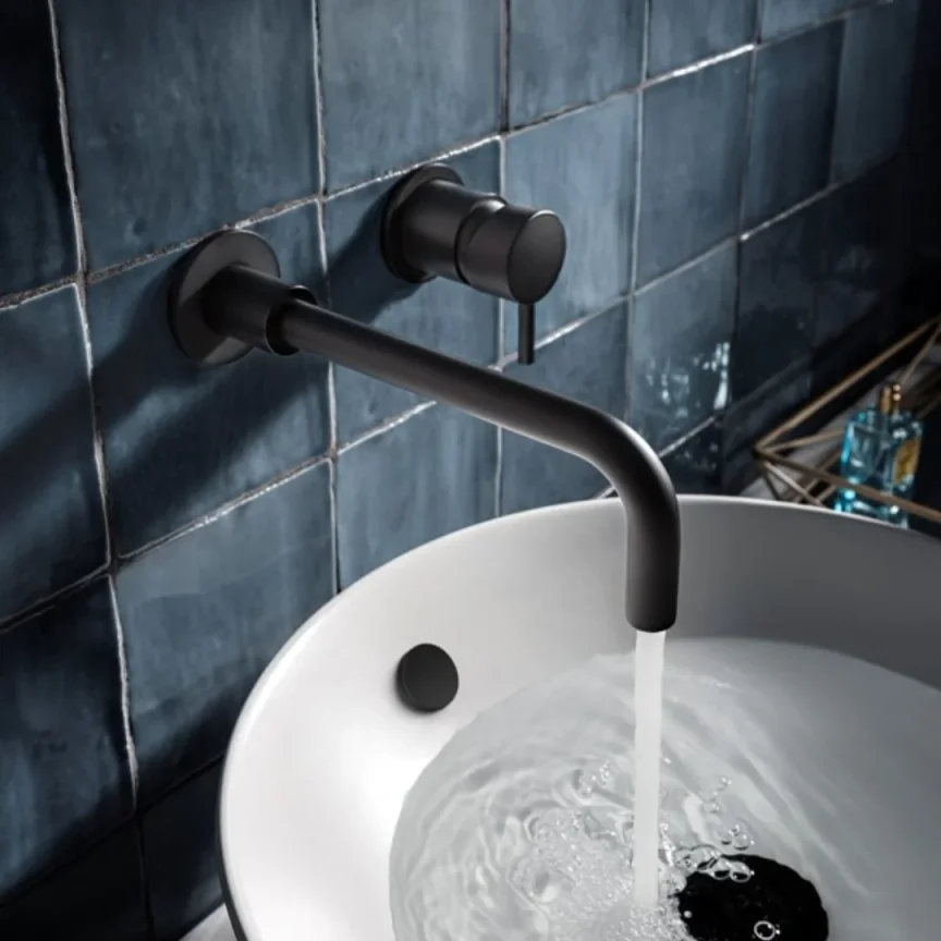 Crosswater Mpro Basin 2 Hole Set Wall Mounted Matt Black detail view - Image 2