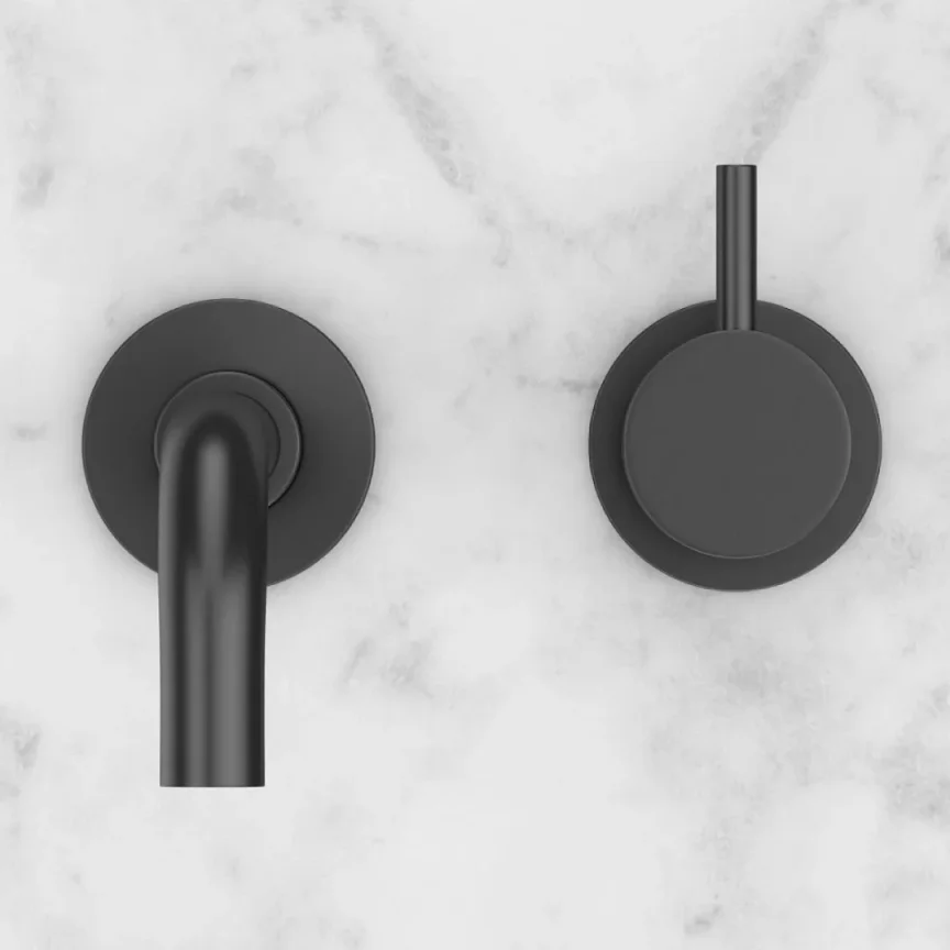 Crosswater Mpro Basin 2 Hole Set Wall Mounted Matt Black detail view - Image 5