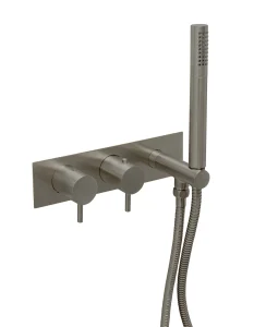 Just Taps Vos Thermostatic Concealed 2 Outlet Shower Valve With Attached Handset Brushed Black