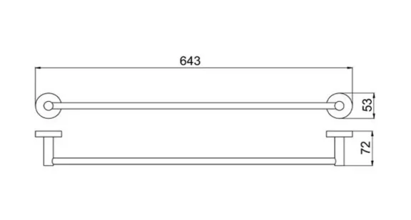 Just Taps Vos Towel Rail Brushed Black technical drawing - Image 2
