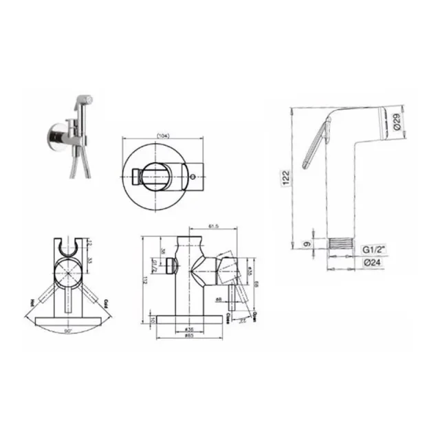 Crosswater Kai Douche Valve Chrome technical drawing - Image 2