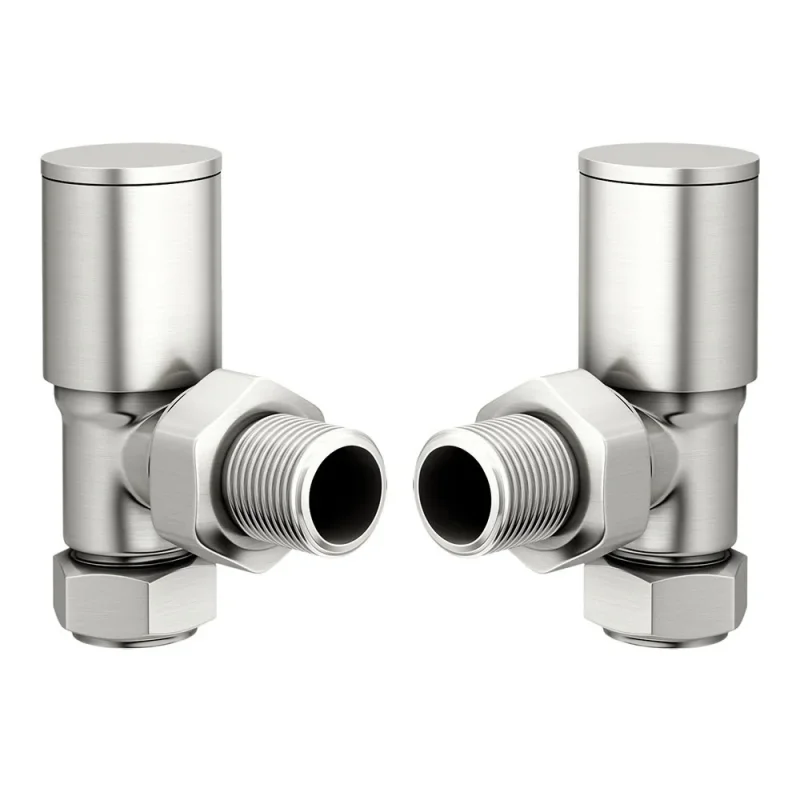 Ava Minimal Angled Radiator Valves Brushed Chrome product image - Image 1