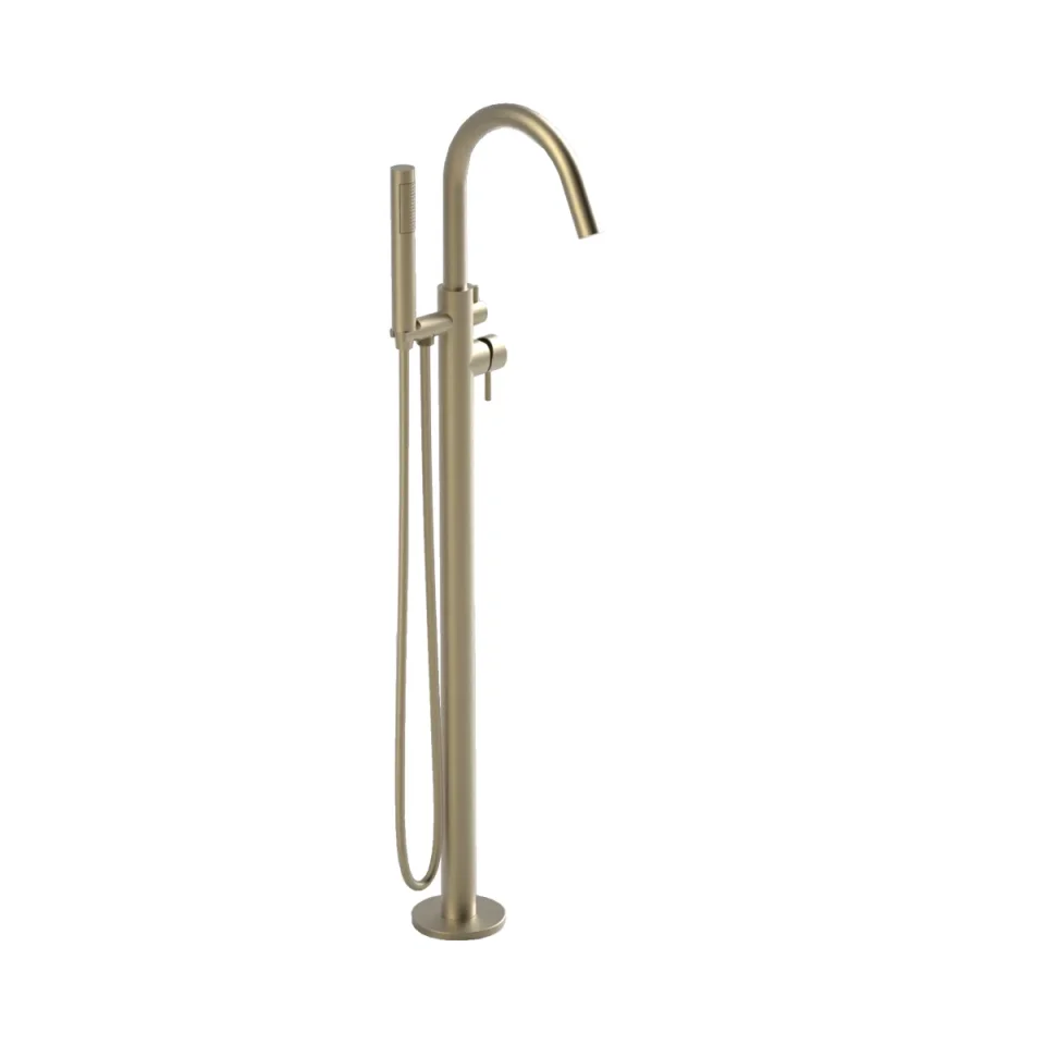 Ava Trend Floor Mounted Bath Shower Mixer - Brushed Brass detail view - Image 3