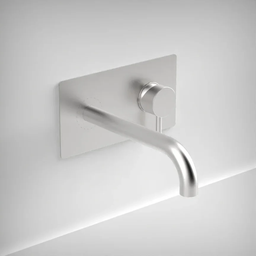 Ava Trend 2 Hole Wall Mounted Basin Mixer With Back Plate - Brushed Stainless Steel product image - Image 1