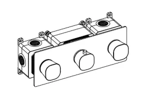 Ava Purity 4 Way 3 Handle Thermostat Valve W/backplate - Brushed Brass