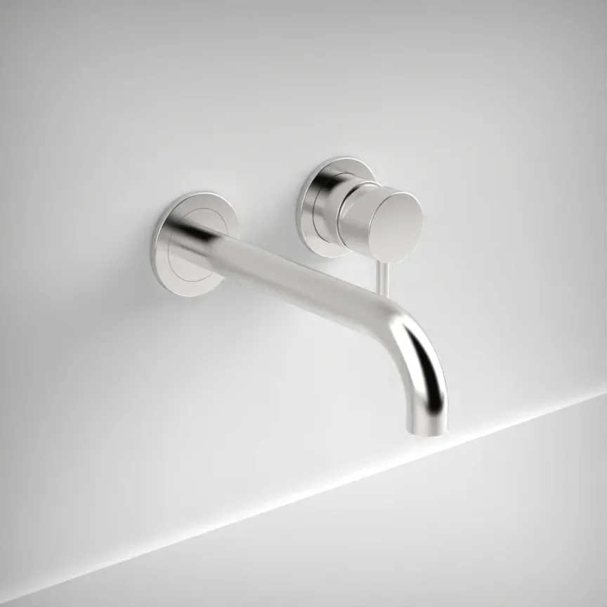 Ava Trend 2 Hole Wall Mounted Bath Mixer - Polished Stainless Steel product image - Image 1