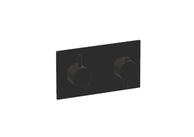 Ava Trend 2 Way 2 Handle Thermostatic Valve W/ Backplate - Brushed Black detail view - Image 2