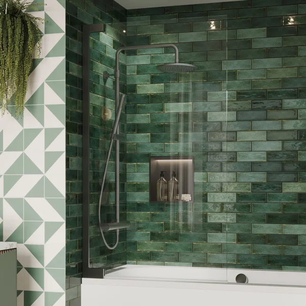 Crosswater Asura 8mm Hinged Bath Screen 900 Slate