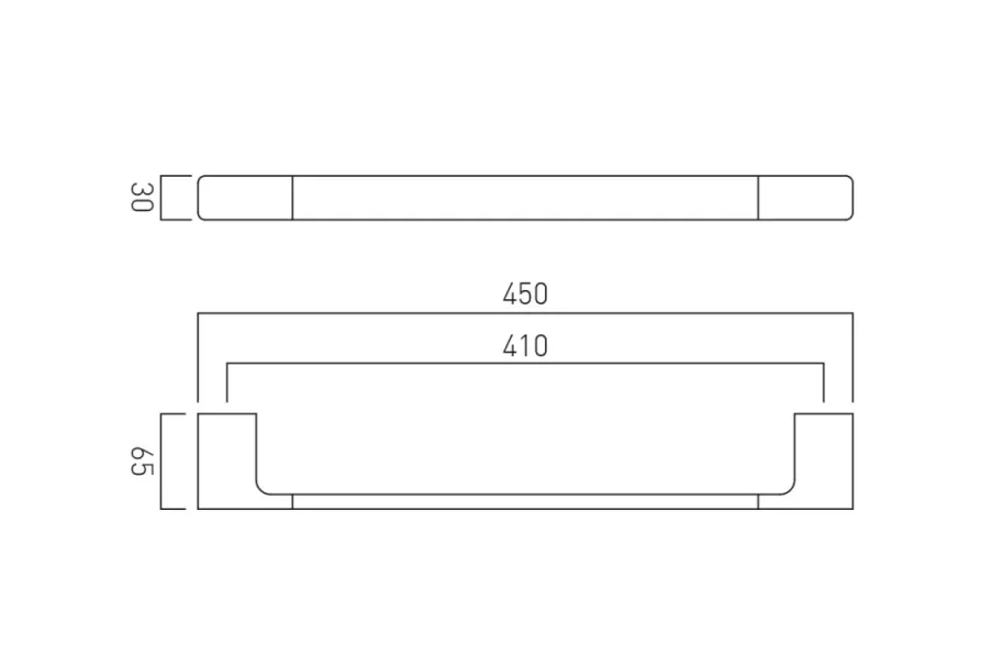Vado Individual Shama Towel Rail 450mm (18") Brushed Nickel technical drawing - Image 2