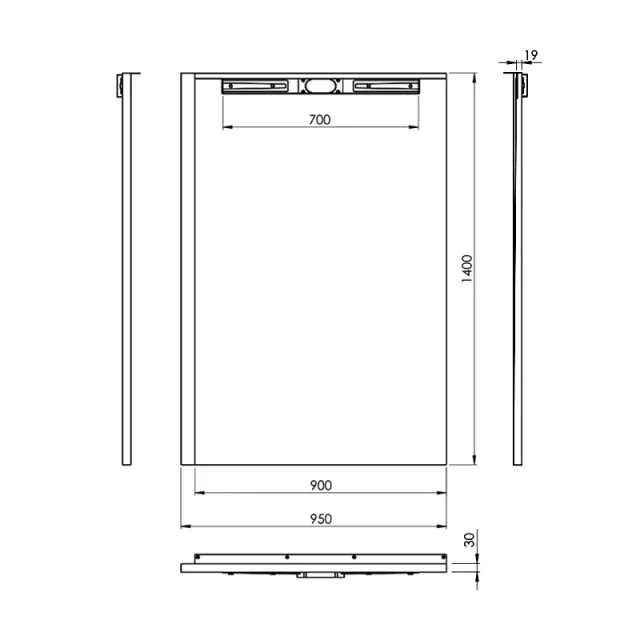 Abacus Elements Infinity Tray Kit 1400x950 Right Hand technical drawing - Image 2