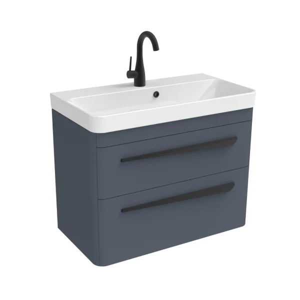 Saneux Hyde 70cm 2 Drawer Wall Mounted Unit - Matte Fiord