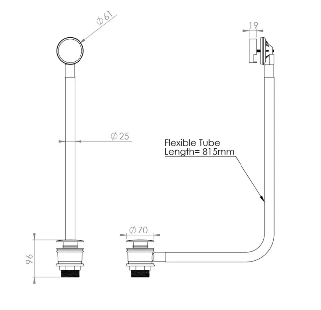 Saneux Cos Overflow & Clicker Waste - Chrome technical drawing - Image 2