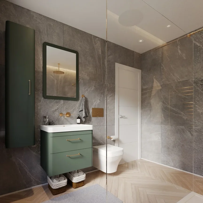 Saneux Hyde 55cm 1 Door Recessed Electric Mirror Cabinet (rh) - Matte Sage detail view - Image 2