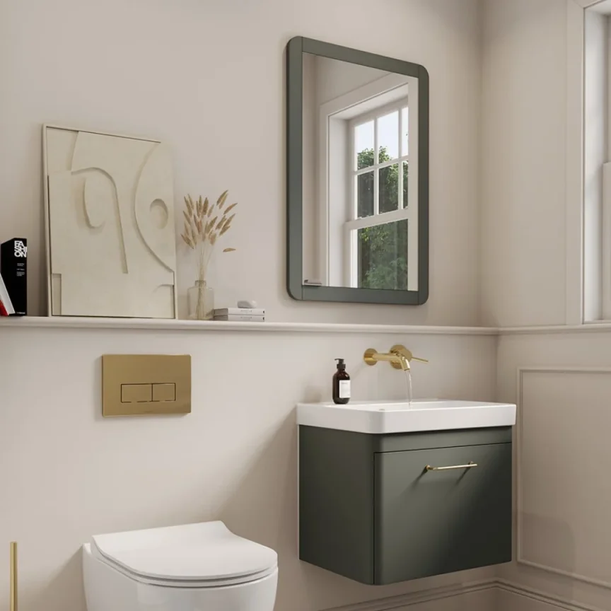 Saneux Hyde 55cm 1 Door Recessed Electric Mirror Cabinet (rh) - Matte Sage detail view - Image 5