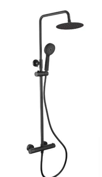 Cubico Vector Matt Black Thermostatic Round Shower