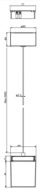 Hib Peak Pendant Light W8cm X L114.5cm technical drawing - Image 2