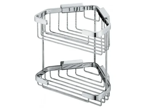 Vado Basket Large Double Triangular Corner Wall Mounted Chrome detail view - Image 2