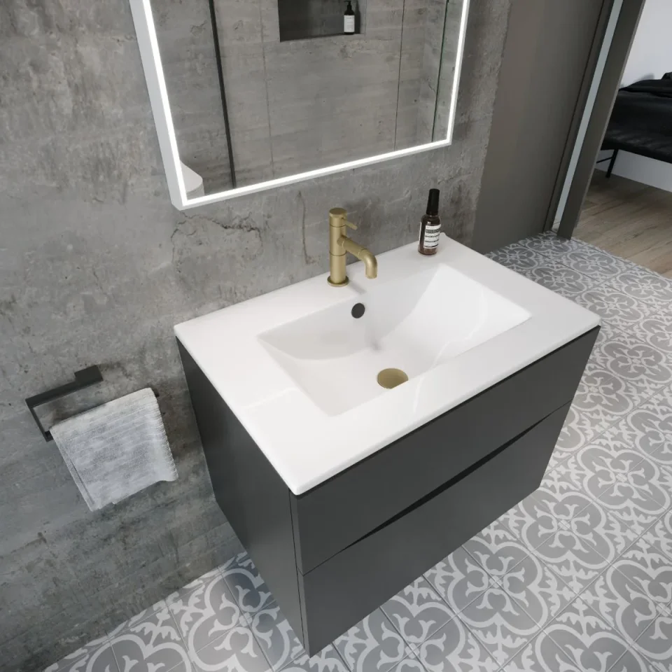 Crosswater Glide Ii 2 Drawer Basin Unit 700 Matt Black detail view - Image 3