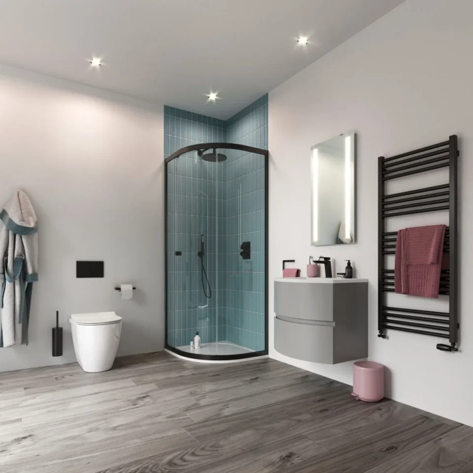 Crosswater Mpro Towel Warmer 480x1140 Matt Black detail view - Image 5