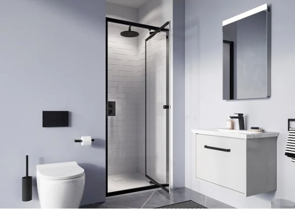 Crosswater Clear 6 Infold Door 1000 Matt Black