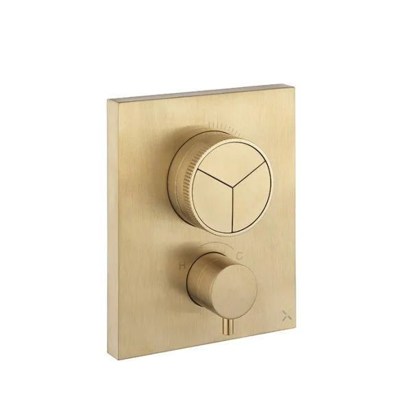 Crosswater Crossbox Push Mpro 3 Outlet Trim & Levers Brushed Brass