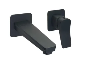 Just Taps Hix Single Lever Wall Mounted Basin Mixer Matt Black
