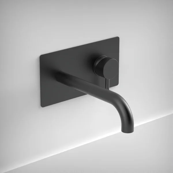 Ava Trend 2 Hole Wall Mounted Basin Mixer With Back Plate - Brushed Black