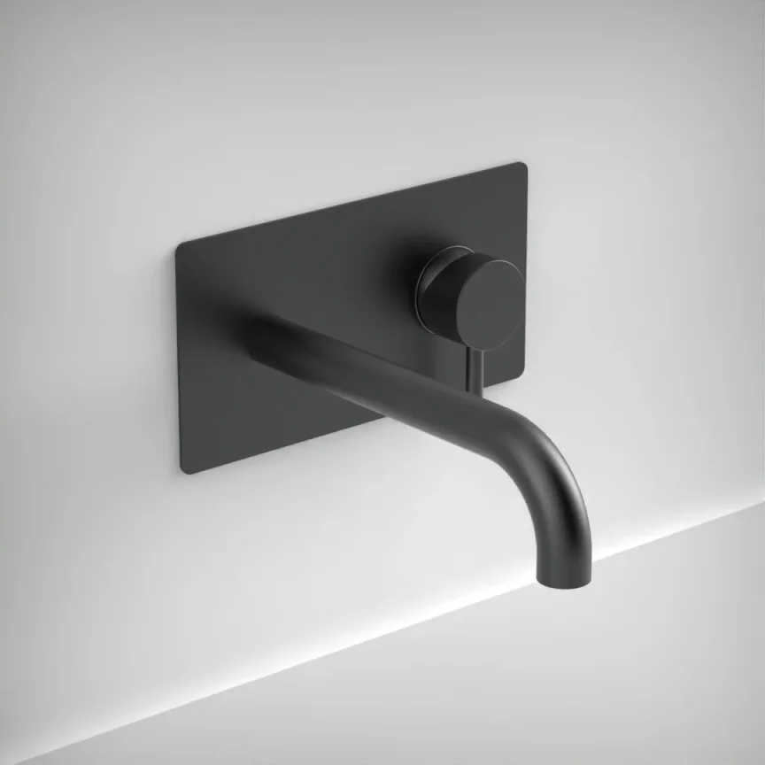 Ava Trend 2 Hole Wall Mounted Basin Mixer With Back Plate - Brushed Black product image - Image 1